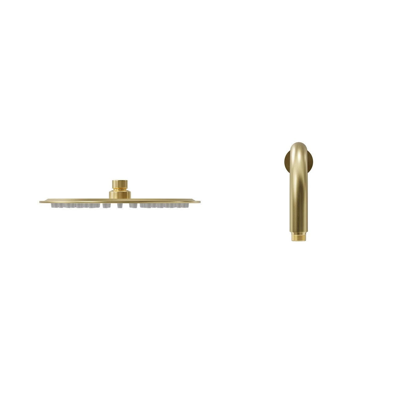 Colore Round Brushed Brass 200mm Thin Fixed Shower Head And Wall Arm 4 Colore Round Brushed Brass 200mm Thin Fixed Shower Head And Wall Arm - Image 2
