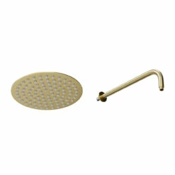 Colore Round Brushed Brass 200mm Thin Fixed Shower Head And Wall Arm 10 Colore Round Brushed Brass 200mm Thin Fixed Shower Head And Wall Arm -Wholesaledomestic Shop colore round brushed brass 200mm thin fixed shower head and wall arm left 18726.1678115178