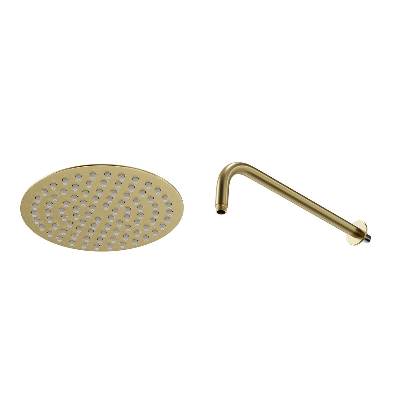 Colore Round Brushed Brass 200mm Thin Fixed Shower Head And Wall Arm 3 Colore Round Brushed Brass 200mm Thin Fixed Shower Head And Wall Arm