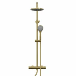 Colore Round Brushed Brass Thermostatic Rigid Riser Kit And Handset Shower System 9 Colore Round Brushed Brass Thermostatic Rigid Riser Kit And Handset Shower System -Wholesaledomestic Shop colore round brushed brass thermostatic rigid riser kit and handset shower system front 71664.1676460091