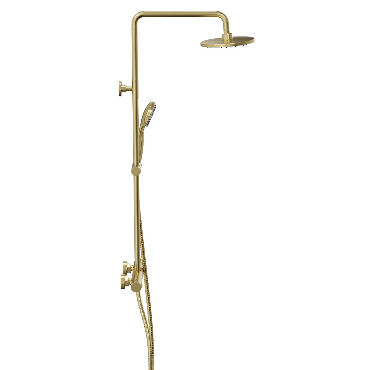 Colore Round Brushed Brass Thermostatic Rigid Riser Kit And Handset Shower System 6 Colore Round Brushed Brass Thermostatic Rigid Riser Kit And Handset Shower System - Image 4