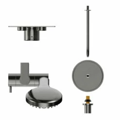 Colore Round Gunmetal Grey Concealed Push Button Twin Thermostatic Shower Valve Including 200mm Fixed Shower Head With Wall Arm And Slide Rail Kit - 2 Outlet 12 Colore Round Gunmetal Grey Concealed Push Button Twin Thermostatic Shower Valve Including 200mm Fixed Shower Head With Wall Arm And Slide Rail Kit - 2 Outlet -Wholesaledomestic Shop colore round gunmetal grey concealed push button twin thermostatic shower valve including 200mm fixed shower head with wall arm and slide rail kit top 29812.1672833239