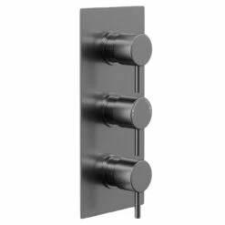 Colore Round Gunmetal Grey Concealed Triple Thermostatic Shower Valve - 2 Outlet 10 Colore Round Gunmetal Grey Concealed Triple Thermostatic Shower Valve - 2 Outlet -Wholesaledomestic Shop colore round gunmetal grey concealed triple thermostatic shower valve left 55140.1658132926