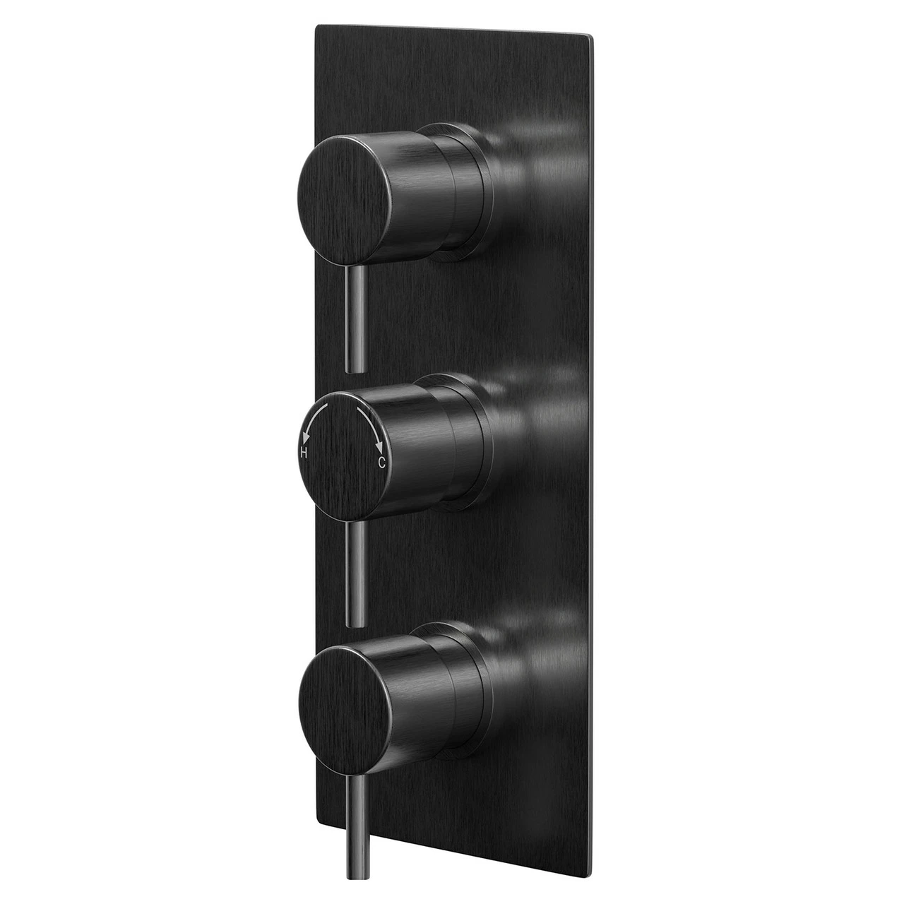 Colore Round Gunmetal Grey Concealed Triple Thermostatic Shower Valve - 2 Outlet 3 Colore Round Gunmetal Grey Concealed Triple Thermostatic Shower Valve - 2 Outlet