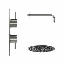 Colore Round Gunmetal Grey Concealed Twin Thermostatic Valve Mixer Shower Including 200mm Fixed Shower Head And Wall Arm - 1 Outlet 11 Colore Round Gunmetal Grey Concealed Twin Thermostatic Valve Mixer Shower Including 200mm Fixed Shower Head And Wall Arm - 1 Outlet -Wholesaledomestic Shop colore round gunmetal grey concealed twin thermostatic valve mixer shower including 200mm fixed shower head and wall arm side 27016.1672833240