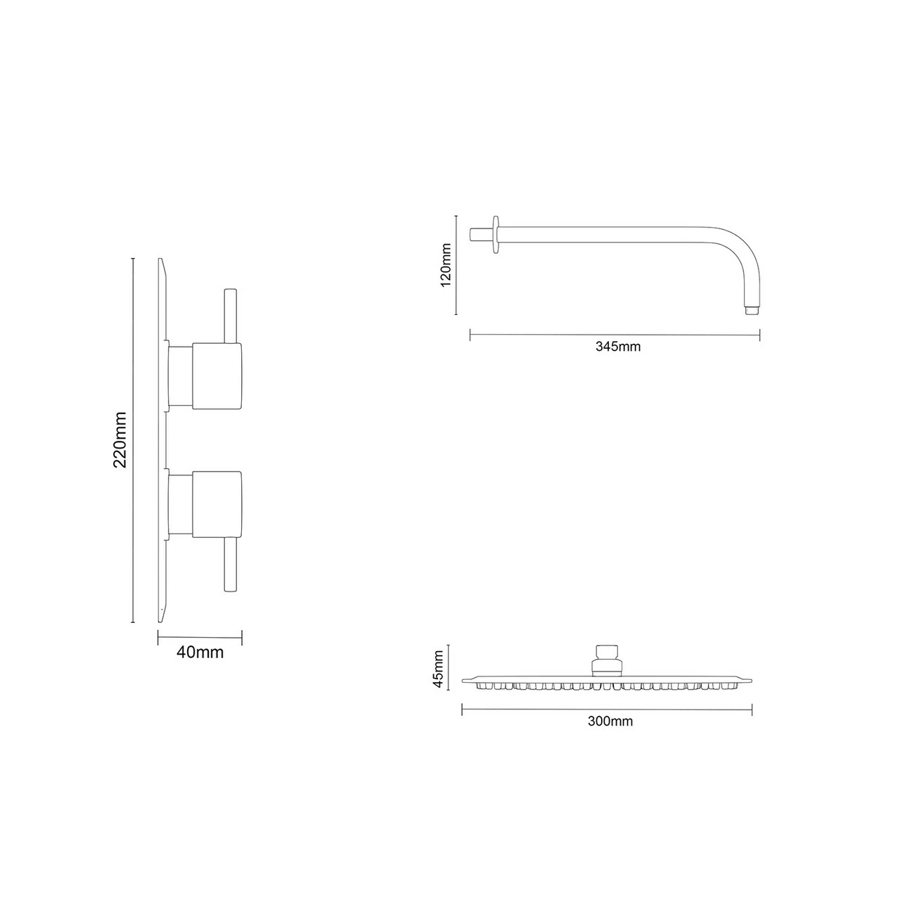 Colore Round Gunmetal Grey Concealed Twin Thermostatic Valve Mixer Shower Including 300mm Fixed Shower Head And Wall Arm - 1 Outlet 8 Colore Round Gunmetal Grey Concealed Twin Thermostatic Valve Mixer Shower Including 300mm Fixed Shower Head And Wall Arm - 1 Outlet - Image 6