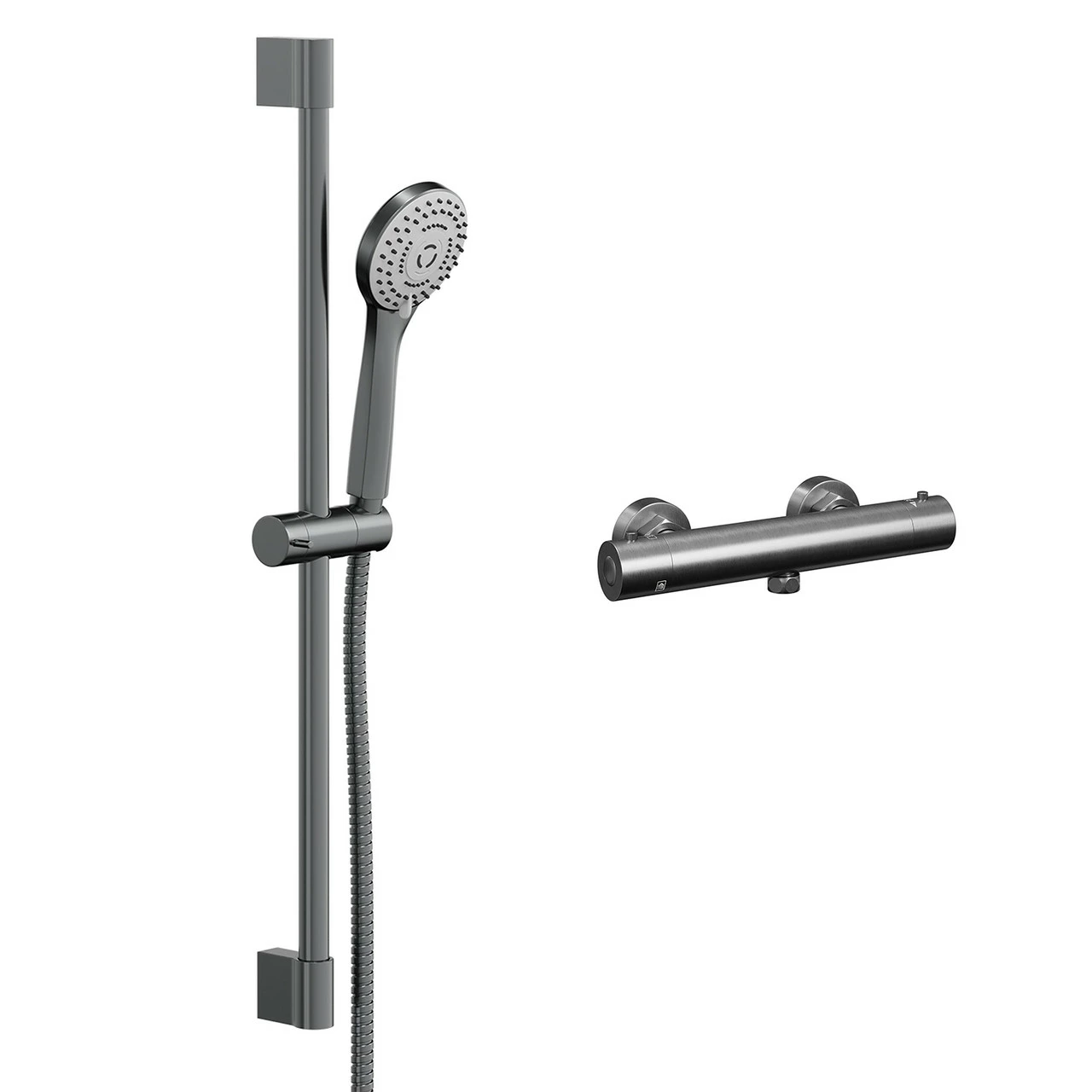 Colore Round Gunmetal Grey Thermostatic Bar Valve Mixer Shower With Round Slide Rail Kit 5 Colore Round Gunmetal Grey Thermostatic Bar Valve Mixer Shower With Round Slide Rail Kit - Image 3