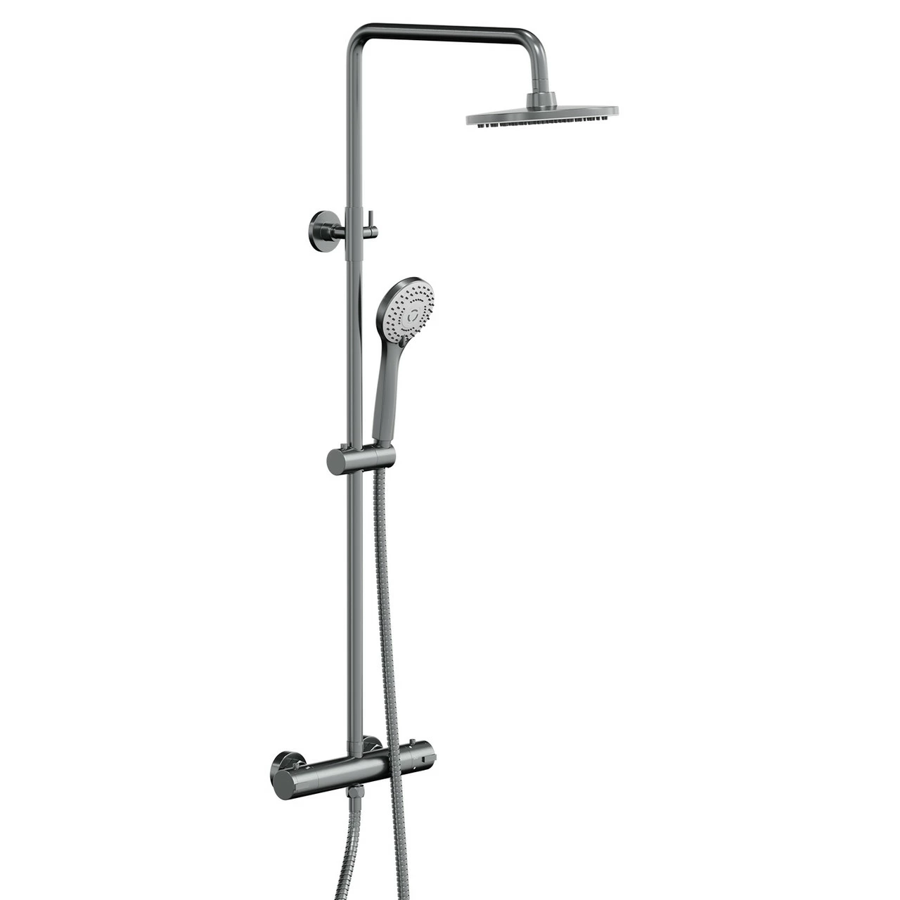 Colore Round Gunmetal Grey Thermostatic Rigid Riser Kit And Handset Shower System - Image 3