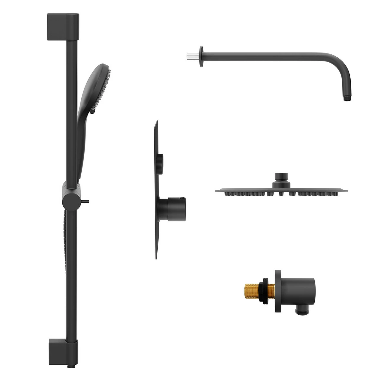 Colore Round Matt Black Concealed Push Button Twin Thermostatic Shower Valve Including 200mm Thin Round Fixed Shower Head With Wall Arm And Slide Rail Kit - 2 Outlet 6 Colore Round Matt Black Concealed Push Button Twin Thermostatic Shower Valve Including 200mm Thin Round Fixed Shower Head With Wall Arm And Slide Rail Kit - 2 Outlet - Image 4