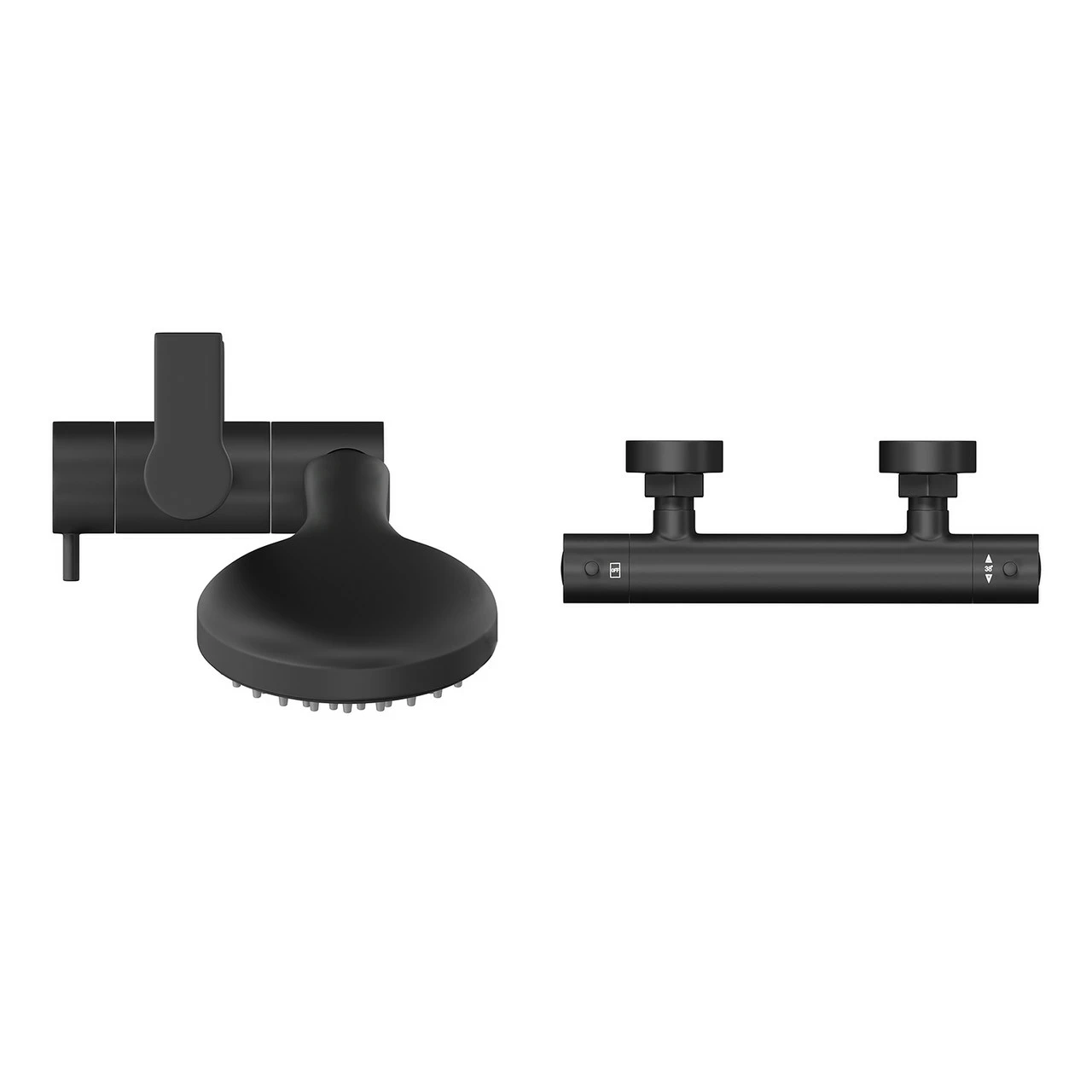Colore Round Matt Black Thermostatic Bar Valve Mixer Shower With Round Slide Rail Kit - Image 5