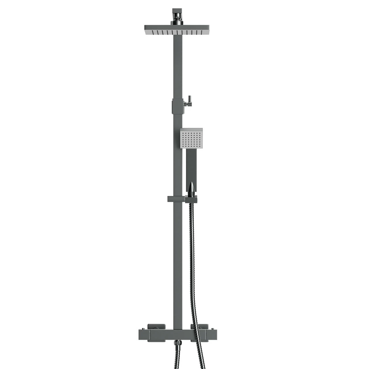 Colore Square Gunmetal Grey Thermostatic Rigid Riser And Handset Shower System 4 Colore Square Gunmetal Grey Thermostatic Rigid Riser And Handset Shower System - Image 2