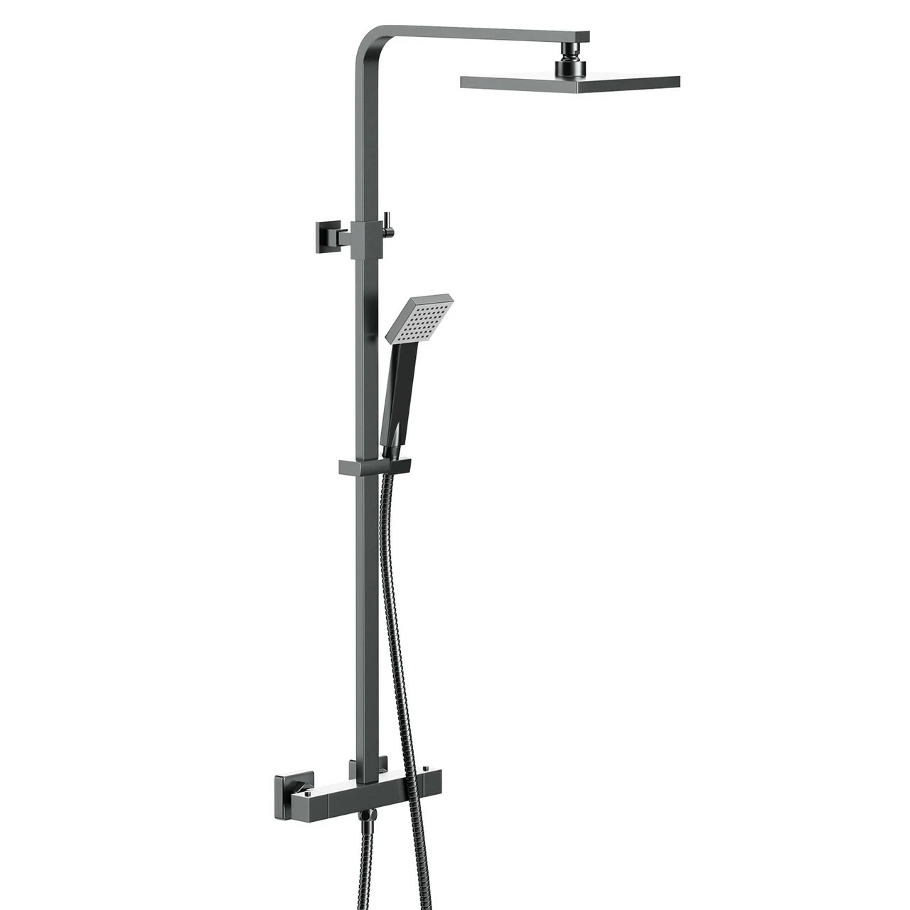 Colore Square Gunmetal Grey Thermostatic Rigid Riser And Handset Shower System 5 Colore Square Gunmetal Grey Thermostatic Rigid Riser And Handset Shower System - Image 3