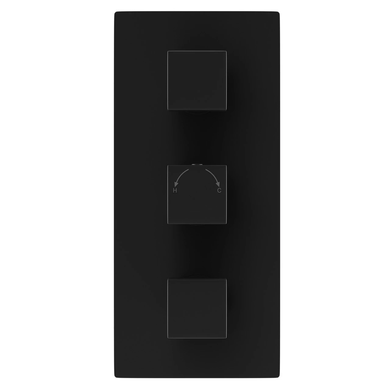Colore Square Matt Black Concealed Square Triple Thermostatic Shower Valve - 2 Outlet 4 Colore Square Matt Black Concealed Square Triple Thermostatic Shower Valve - 2 Outlet - Image 2