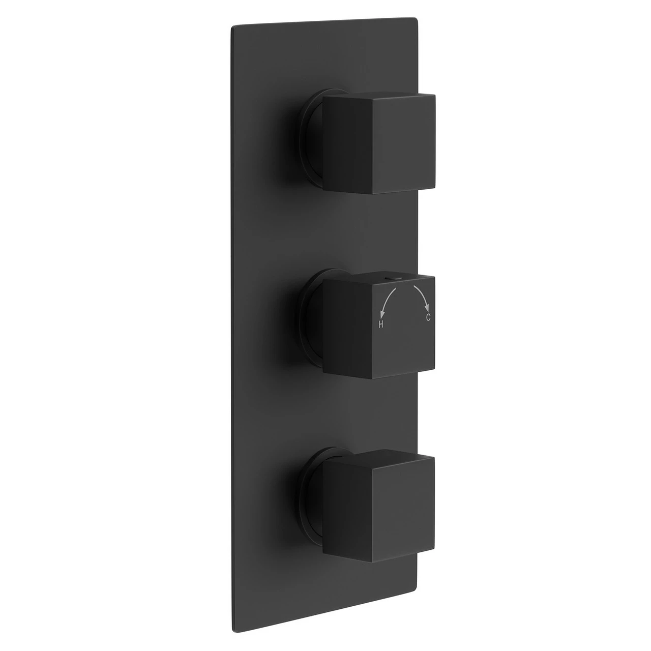 Colore Square Matt Black Concealed Square Triple Thermostatic Shower Valve - 2 Outlet 5 Colore Square Matt Black Concealed Square Triple Thermostatic Shower Valve - 2 Outlet - Image 3