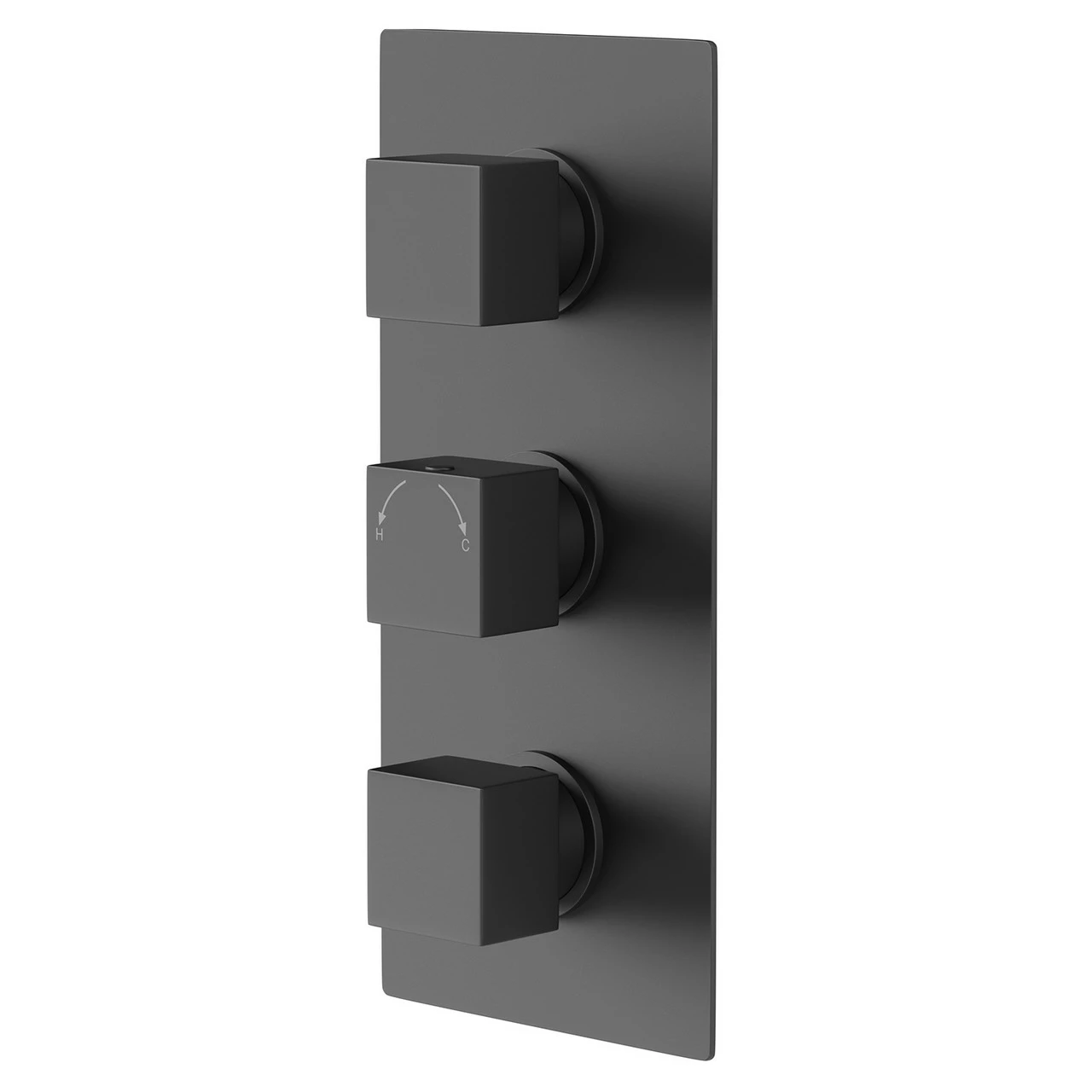 Colore Square Matt Black Concealed Square Triple Thermostatic Shower Valve - 2 Outlet 3 Colore Square Matt Black Concealed Square Triple Thermostatic Shower Valve - 2 Outlet