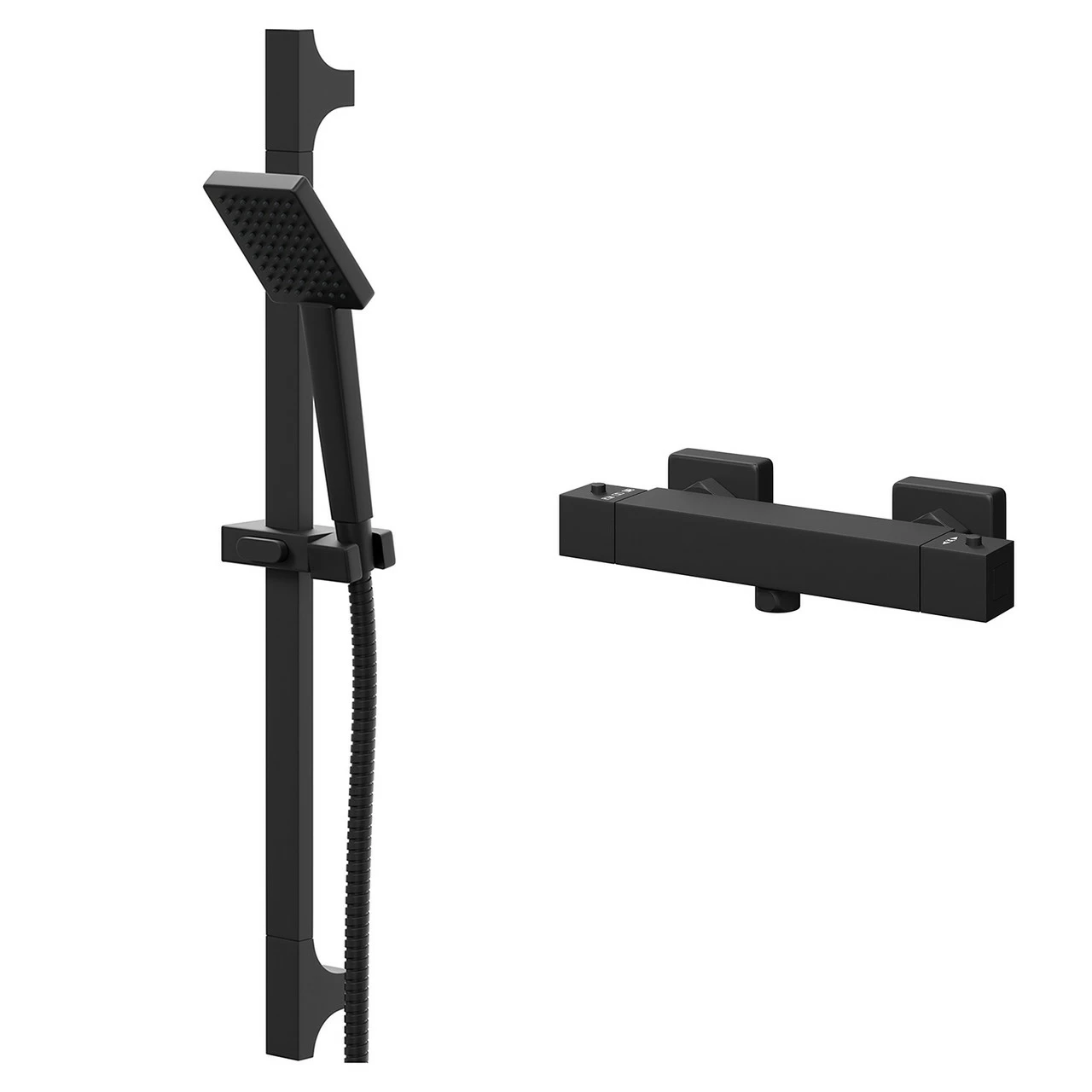 Colore Square Matt Black Thermostatic Bar Valve Mixer Shower With Square Slide Rail Kit 3 Colore Square Matt Black Thermostatic Bar Valve Mixer Shower With Square Slide Rail Kit