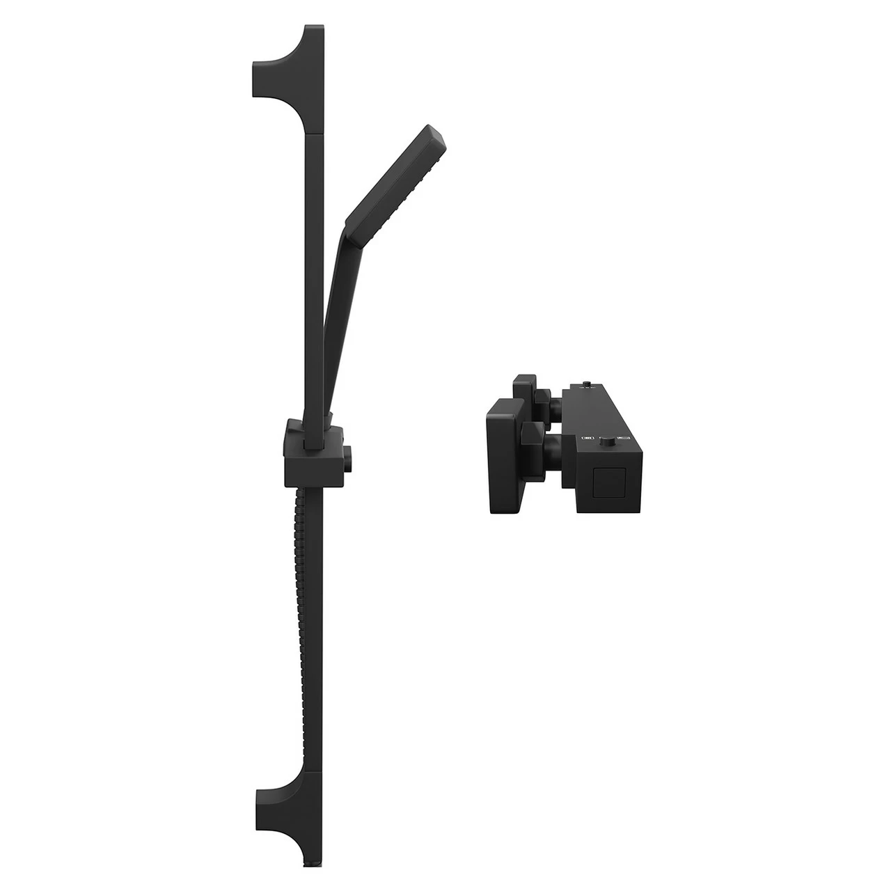 Colore Square Matt Black Thermostatic Bar Valve Mixer Shower With Square Slide Rail Kit 6 Colore Square Matt Black Thermostatic Bar Valve Mixer Shower With Square Slide Rail Kit - Image 4