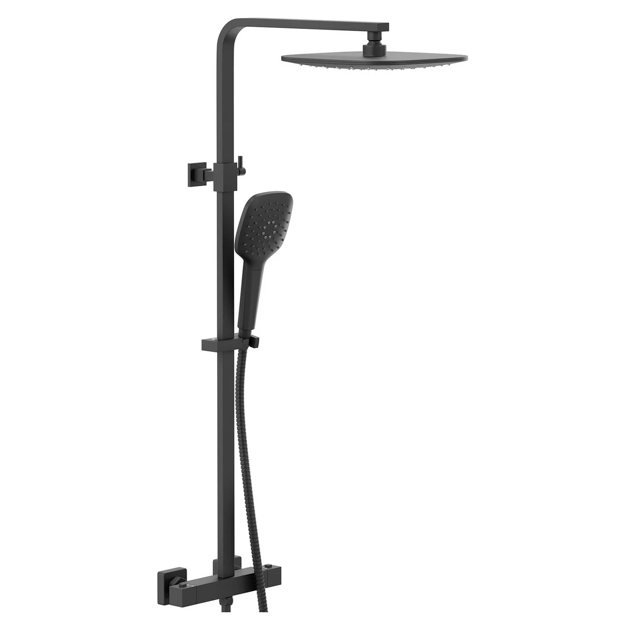 Colore Square Matt Black Thermostatic Rigid Riser And Handset Shower System 5 Colore Square Matt Black Thermostatic Rigid Riser And Handset Shower System - Image 3