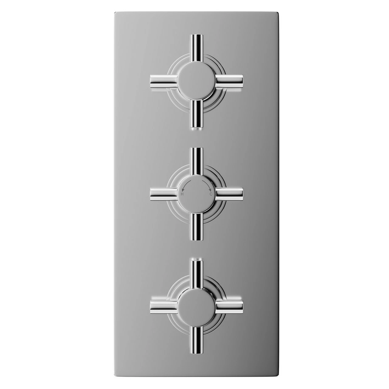 Cross Polished Chrome Concealed Triple Thermostatic Shower Valve - 2 Outlet 4 Cross Polished Chrome Concealed Triple Thermostatic Shower Valve - 2 Outlet - Image 2