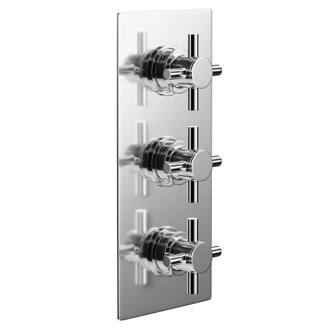 Cross Polished Chrome Concealed Triple Thermostatic Shower Valve - 2 Outlet 5 Cross Polished Chrome Concealed Triple Thermostatic Shower Valve - 2 Outlet - Image 3