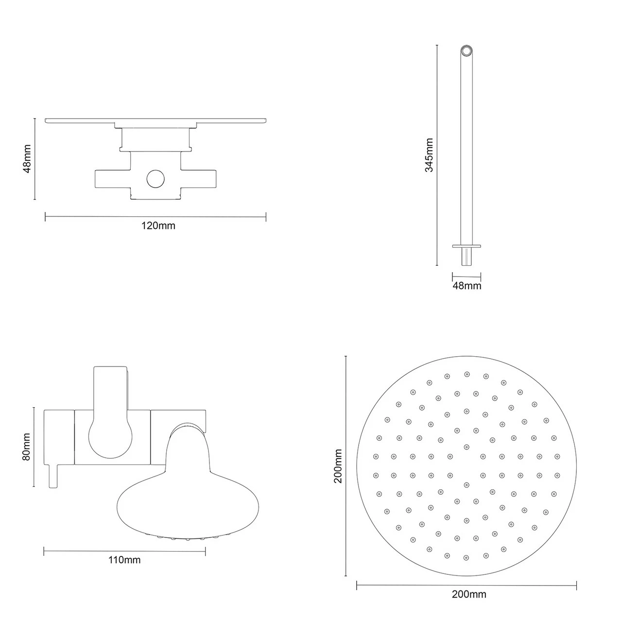Cross Polished Chrome Triple Thermostatic Valve Mixer Shower With Round Fixed Head And Avon Shower Slide Rail Kit - 2 Outlet - Image 5