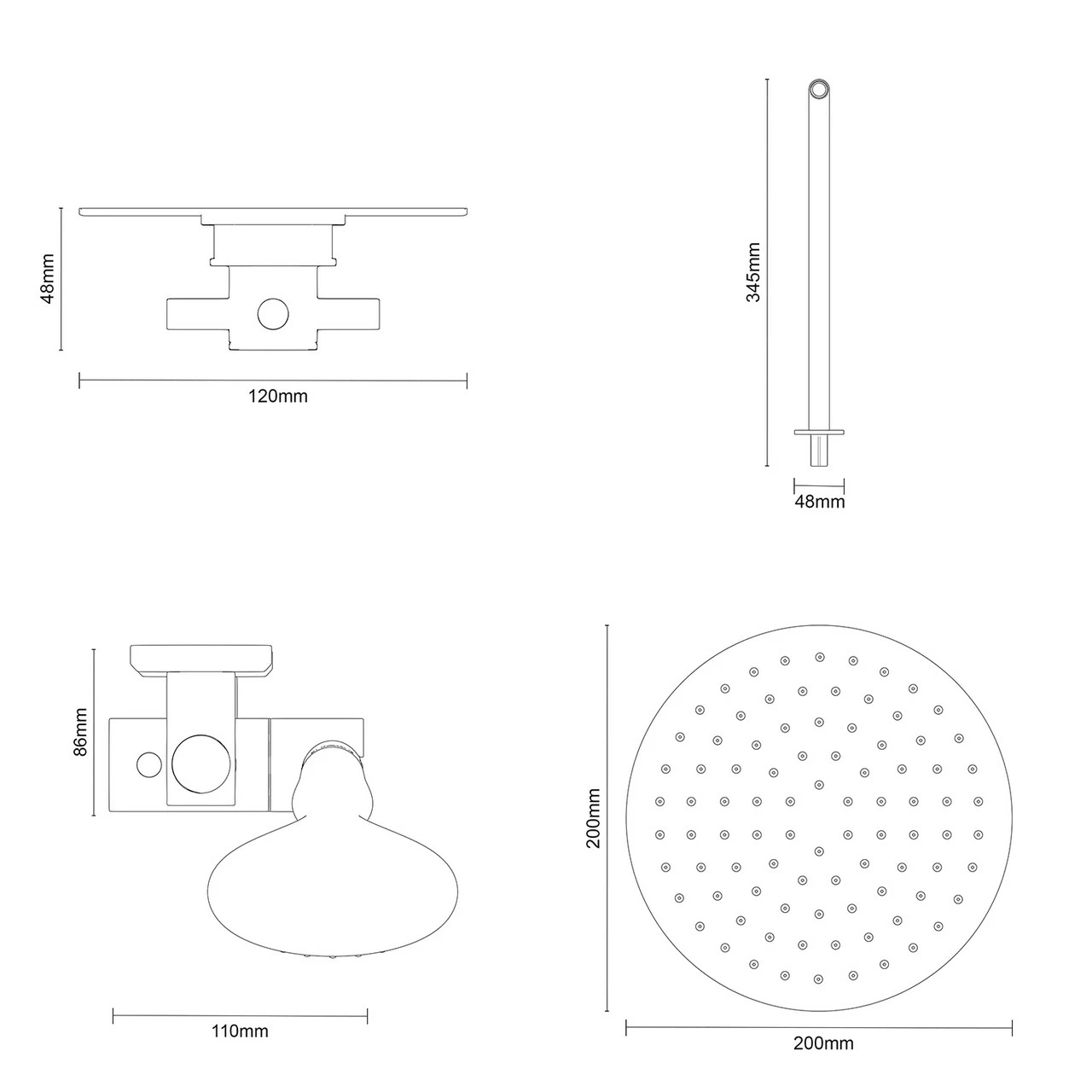 Windsor. Cross Polished Chrome Triple Thermostatic Valve Mixer Shower With Round Fixed Head And Clyde Shower Slide Rail Kit - 2 Outlet 7 Windsor. Cross Polished Chrome Triple Thermostatic Valve Mixer Shower With Round Fixed Head And Clyde Shower Slide Rail Kit - 2 Outlet - Image 5