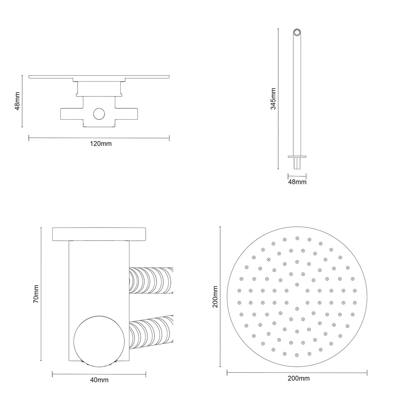 Cross Polished Chrome Triple Thermostatic Valve Mixer Shower With Round Fixed Head And Round Handset Outlet Holder - 2 Outlet 7 Cross Polished Chrome Triple Thermostatic Valve Mixer Shower With Round Fixed Head And Round Handset Outlet Holder - 2 Outlet - Image 5