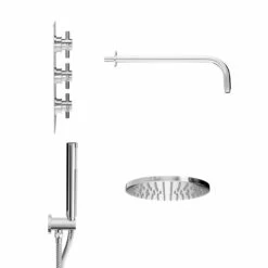 Cross Polished Chrome Triple Thermostatic Valve Mixer Shower With Round Fixed Head And Round Handset Outlet Holder - 2 Outlet 11 Cross Polished Chrome Triple Thermostatic Valve Mixer Shower With Round Fixed Head And Round Handset Outlet Holder - 2 Outlet -Wholesaledomestic Shop cross polished chrome triple thermostatic valve mixer shower with round fixed head and round handset outlet holder side 62214.1676464774