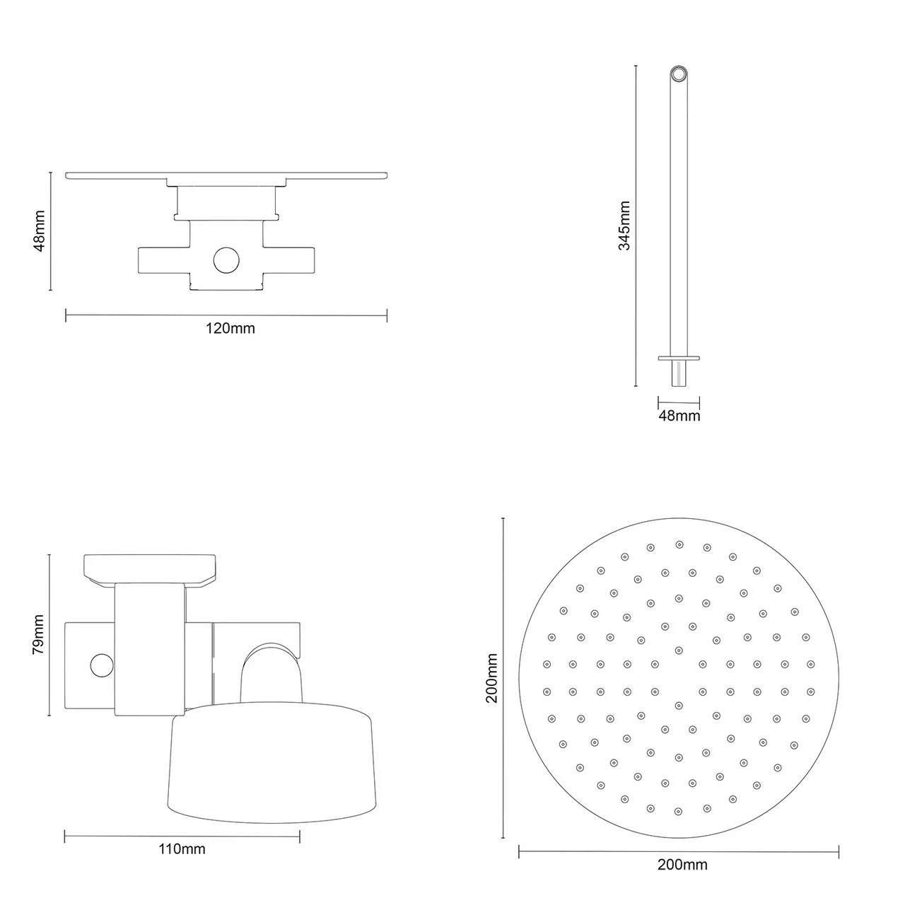 Cross Polished Chrome Triple Thermostatic Valve Mixer Shower With Round Fixed Head And Tyne Shower Slide Rail Kit - 2 Outlet 7 Cross Polished Chrome Triple Thermostatic Valve Mixer Shower With Round Fixed Head And Tyne Shower Slide Rail Kit - 2 Outlet - Image 5
