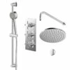 Cross Polished Chrome Triple Thermostatic Valve Mixer Shower With Round Fixed Head And Tyne Shower Slide Rail Kit - 2 Outlet 2 Cross Polished Chrome Triple Thermostatic Valve Mixer Shower With Round Fixed Head And Tyne Shower Slide Rail Kit - 2 Outlet -Wholesaledomestic Shop cross polished chrome triple thermostatic valve mixer shower with round fixed head and tyne shower slide rail kit right 27999.1652445379
