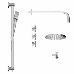 Cross Polished Chrome Triple Thermostatic Valve Mixer Shower With Round Fixed Head And Tyne Shower Slide Rail Kit - 2 Outlet 11 Cross Polished Chrome Triple Thermostatic Valve Mixer Shower With Round Fixed Head And Tyne Shower Slide Rail Kit - 2 Outlet -Wholesaledomestic Shop cross polished chrome triple thermostatic valve mixer shower with round fixed head and tyne shower slide rail kit side 72297.1652445379