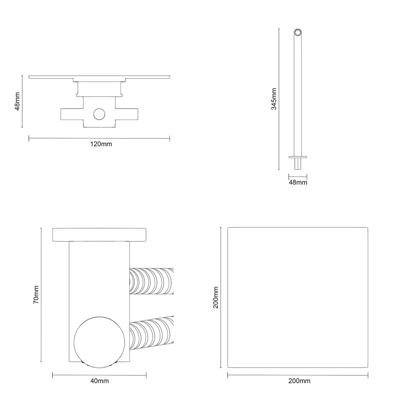 Cross Polished Chrome Triple Thermostatic Valve Mixer Shower With Square Fixed Head And Round Handset Outlet Holder - 2 Outlet 8 Cross Polished Chrome Triple Thermostatic Valve Mixer Shower With Square Fixed Head And Round Handset Outlet Holder - 2 Outlet - Image 6