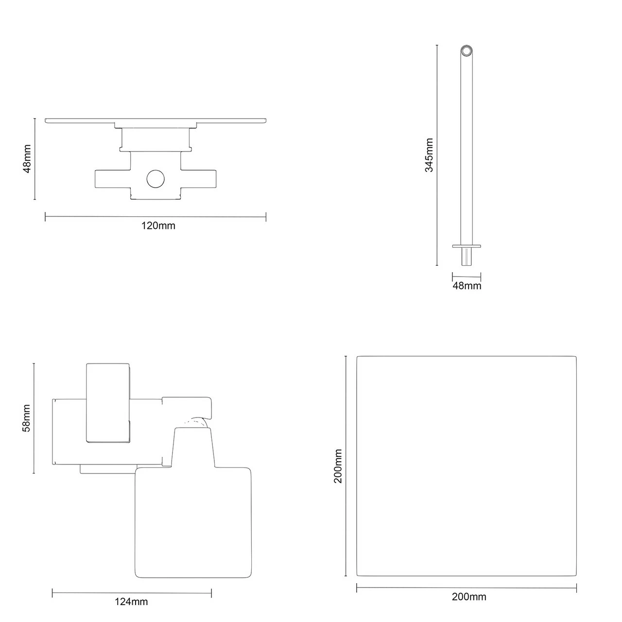 Cross Polished Chrome Triple Thermostatic Valve Mixer Shower With Square Fixed Head And Severn Shower Slide Rail Kit - 2 Outlet 7 Cross Polished Chrome Triple Thermostatic Valve Mixer Shower With Square Fixed Head And Severn Shower Slide Rail Kit - 2 Outlet - Image 5
