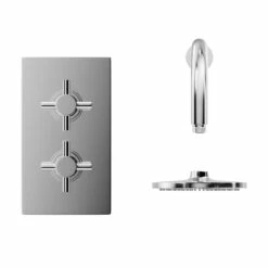 Windsor. Cross Polished Chrome Twin Thermostatic Valve Mixer Shower With Round Shower Head And Wall Arm - 1 Outlet 9 Windsor. Cross Polished Chrome Twin Thermostatic Valve Mixer Shower With Round Shower Head And Wall Arm - 1 Outlet -Wholesaledomestic Shop cross polished chrome twin thermostatic valve mixer shower with round shower head and wall arm front 42366.1652445399