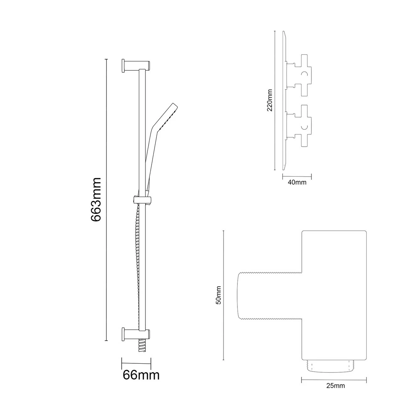 Cross Polished Chrome Twin Thermostatic Valve Mixer Shower With Thames Slide Rail Kit And Square Shower Elbow - 1 Outlet 8 Cross Polished Chrome Twin Thermostatic Valve Mixer Shower With Thames Slide Rail Kit And Square Shower Elbow - 1 Outlet - Image 6