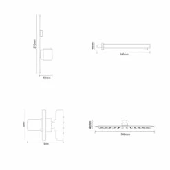 Cubix Polished Chrome Concealed Push Button Twin Thermostatic Shower Valve With Square Fixed Head And Body Jets - 2 Outlet 13 Cubix Polished Chrome Concealed Push Button Twin Thermostatic Shower Valve With Square Fixed Head And Body Jets - 2 Outlet -Wholesaledomestic Shop cubix polished chrome concealed push button twin thermostatic shower valve with square fixed head and body jets line side 89040.1672833243