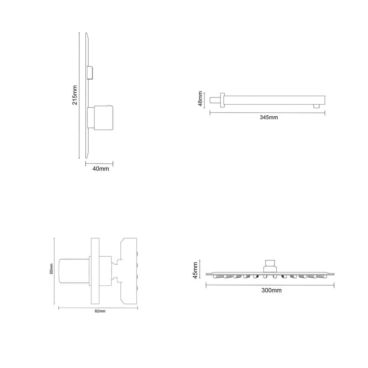Cubix Polished Chrome Concealed Push Button Twin Thermostatic Shower Valve With Square Fixed Head And Body Jets - 2 Outlet 8 Cubix Polished Chrome Concealed Push Button Twin Thermostatic Shower Valve With Square Fixed Head And Body Jets - 2 Outlet - Image 6