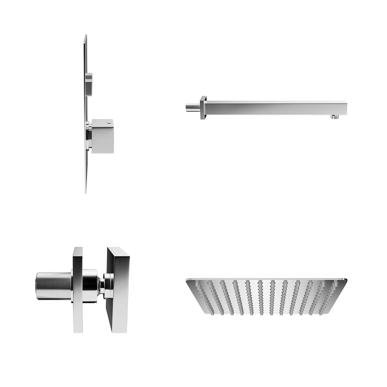 Cubix Polished Chrome Concealed Push Button Twin Thermostatic Shower Valve With Square Fixed Head And Body Jets - 2 Outlet 6 Cubix Polished Chrome Concealed Push Button Twin Thermostatic Shower Valve With Square Fixed Head And Body Jets - 2 Outlet - Image 4