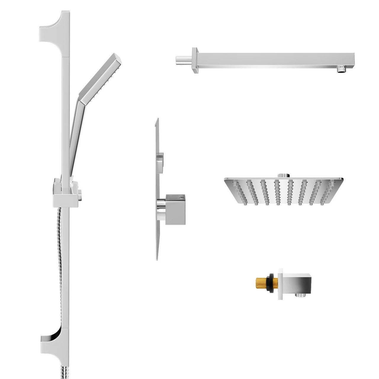 Cubix Polished Chrome Concealed Push Button Twin Thermostatic Shower Valve With Square Fixed Shower Head And Severn Slide Rail Kit - 2 Outlet 6 Cubix Polished Chrome Concealed Push Button Twin Thermostatic Shower Valve With Square Fixed Shower Head And Severn Slide Rail Kit - 2 Outlet - Image 4