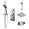 Cubix Polished Chrome Triple Thermostatic Shower Valve And 300mm Thin Square Fixed Head With Ceiling Arm And Severn Shower Slide Rail Kit With Square Elbow - 2 Outlet 1 Cubix Polished Chrome Triple Thermostatic Shower Valve And 300mm Thin Square Fixed Head With Ceiling Arm And Severn Shower Slide Rail Kit With Square Elbow - 2 Outlet -Wholesaledomestic Shop cubix polished chrome triple thermostatic shower valve and 300mm thin square fixed head with ceiling arm and severn shower slide rail kit with square elbow right 58416.1678113877