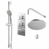 Cubix Polished Chrome Triple Thermostatic Valve Mixer Shower With Round Fixed Head And Avon Shower Slide Rail Kit - 2 Outlet 2 Cubix Polished Chrome Triple Thermostatic Valve Mixer Shower With Round Fixed Head And Avon Shower Slide Rail Kit - 2 Outlet -Wholesaledomestic Shop cubix polished chrome triple thermostatic valve mixer shower with round fixed head and avon shower slide rail kit right 13682.1652445388
