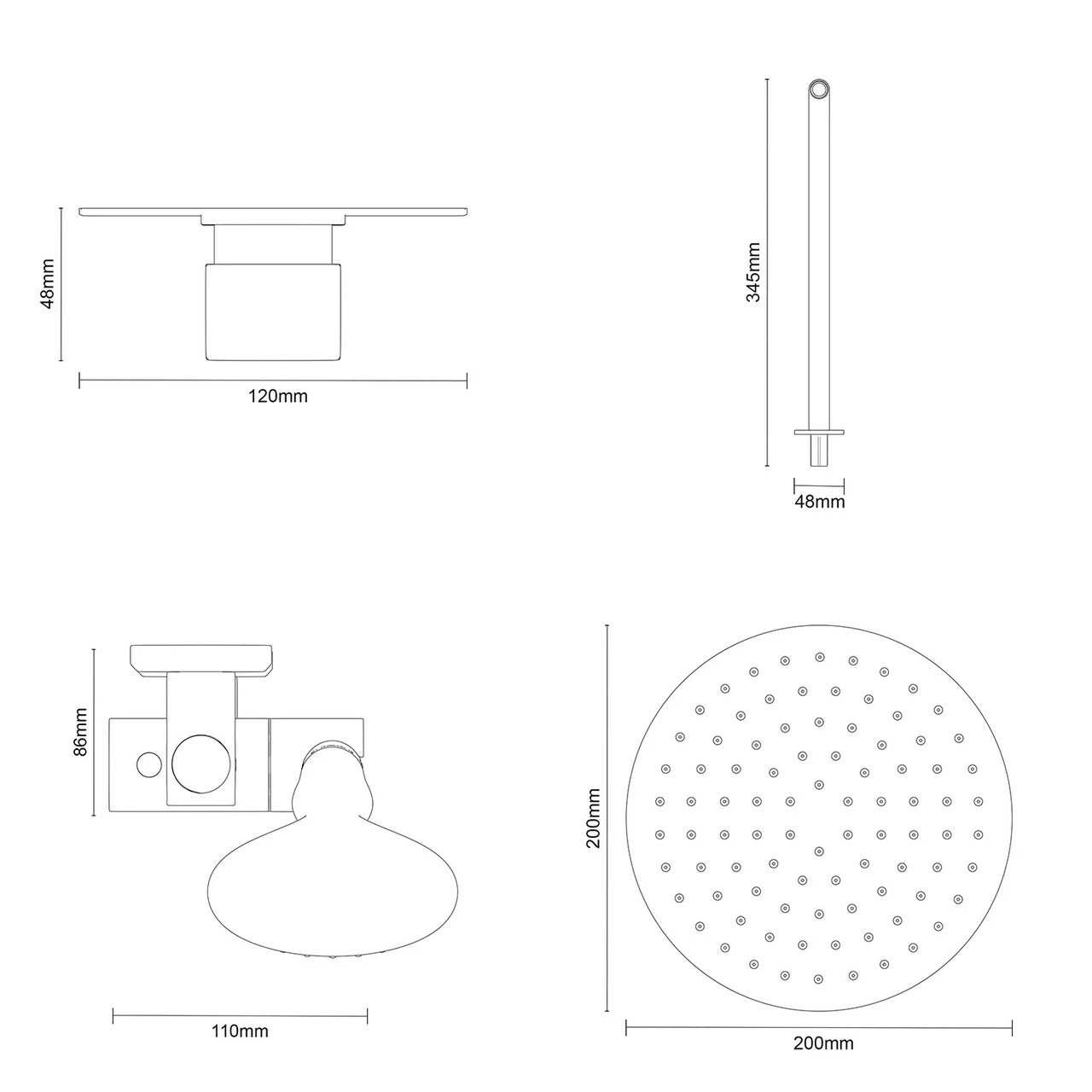 Cubix Polished Chrome Triple Thermostatic Valve Mixer Shower With Round Fixed Head And Clyde Shower Slide Rail Kit - 2 Outlet 7 Cubix Polished Chrome Triple Thermostatic Valve Mixer Shower With Round Fixed Head And Clyde Shower Slide Rail Kit - 2 Outlet - Image 5