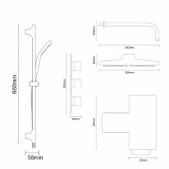 Cubix Polished Chrome Triple Thermostatic Valve Mixer Shower With Round Fixed Head And Severn Shower Slide Rail Kit - 2 Outlet -Wholesaledomestic Shop cubix polished chrome triple thermostatic valve mixer shower with round fixed head and severn shower slide rail kit line side 95355.1652445386