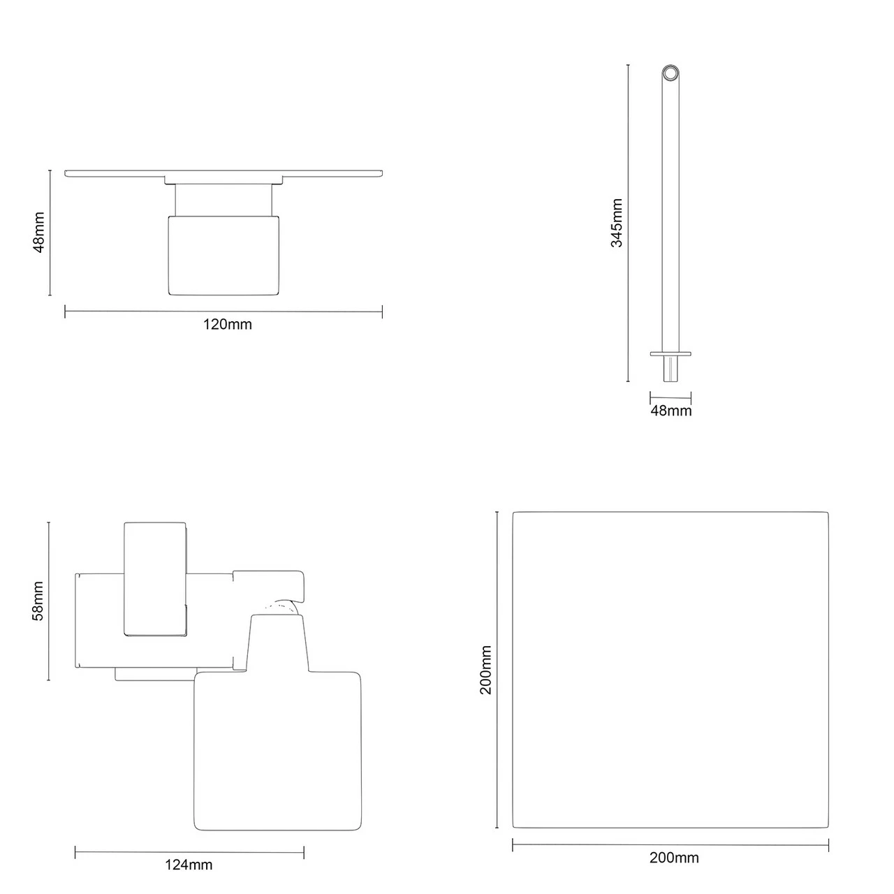 Cubix Polished Chrome Triple Thermostatic Valve Mixer Shower With Square Fixed Head And Severn Shower Slide Rail Kit - 2 Outlet 7 Cubix Polished Chrome Triple Thermostatic Valve Mixer Shower With Square Fixed Head And Severn Shower Slide Rail Kit - 2 Outlet - Image 5