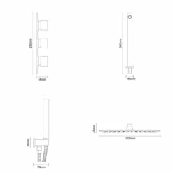 Cubix Polished Chrome Triple Thermostatic Valve Mixer Shower With Thin Square Fixed Head And Square Handset Outlet Holder - 2 Outlet 12 Cubix Polished Chrome Triple Thermostatic Valve Mixer Shower With Thin Square Fixed Head And Square Handset Outlet Holder - 2 Outlet -Wholesaledomestic Shop cubix polished chrome triple thermostatic valve mixer shower with square fixed head and square handset outlet holder line side 78517.1666623072