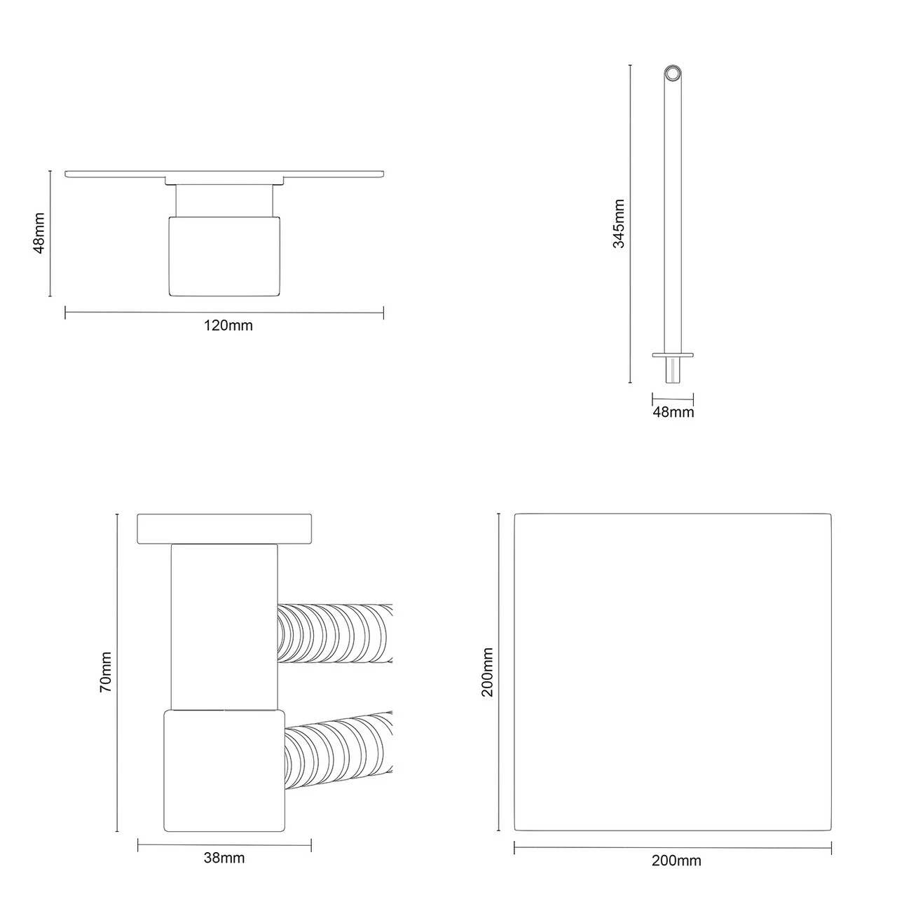 Cubix Polished Chrome Triple Thermostatic Valve Mixer Shower With Square Fixed Head And Square Handset Outlet Holder - 2 Outlet 7 Cubix Polished Chrome Triple Thermostatic Valve Mixer Shower With Square Fixed Head And Square Handset Outlet Holder - 2 Outlet - Image 5