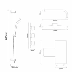 Cubix Polished Chrome Triple Thermostatic Valve Mixer Shower With Square Fixed Head And Thames Shower Slide Rail Kit - 2 Outlet 13 Cubix Polished Chrome Triple Thermostatic Valve Mixer Shower With Square Fixed Head And Thames Shower Slide Rail Kit - 2 Outlet -Wholesaledomestic Shop cubix polished chrome triple thermostatic valve mixer shower with square fixed head and thames shower slide rail kit line side 35987.1652445383