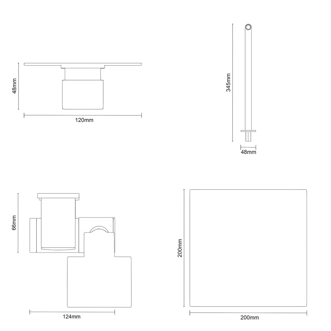 Cubix Polished Chrome Triple Thermostatic Valve Mixer Shower With Square Fixed Head And Thames Shower Slide Rail Kit - 2 Outlet 7 Cubix Polished Chrome Triple Thermostatic Valve Mixer Shower With Square Fixed Head And Thames Shower Slide Rail Kit - 2 Outlet - Image 5