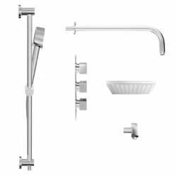 Cubix Polished Chrome Triple Thermostatic Valve Mixer Shower With Square Fixed Head And Tyne Shower Slide Rail Kit - 2 Outlet 11 Cubix Polished Chrome Triple Thermostatic Valve Mixer Shower With Square Fixed Head And Tyne Shower Slide Rail Kit - 2 Outlet -Wholesaledomestic Shop cubix polished chrome triple thermostatic valve mixer shower with square fixed head and tyne shower slide rail kit side 90753.1652445383