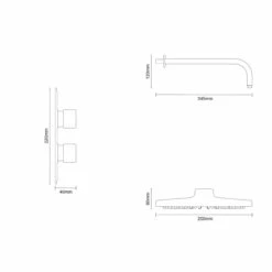 Cubix Polished Chrome Twin Thermostatic Valve Mixer Shower With Round Shower Head And Wall Arm - 1 Outlet -Wholesaledomestic Shop cubix polished chrome twin thermostatic valve mixer shower with round shower head and wall arm line side 48450.1652445403